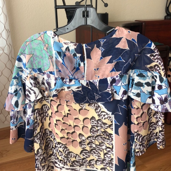Reiss Multicolor Short Sleeve Blouse. NWOT - Picture 3 of 4